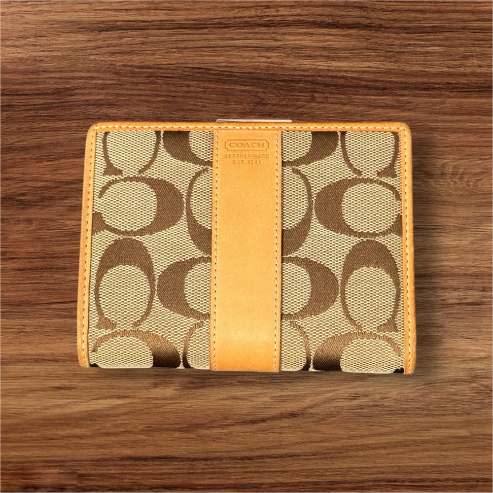 COACH Signature Canvas Wallet in Brown and Tan - Picture 11 of 11